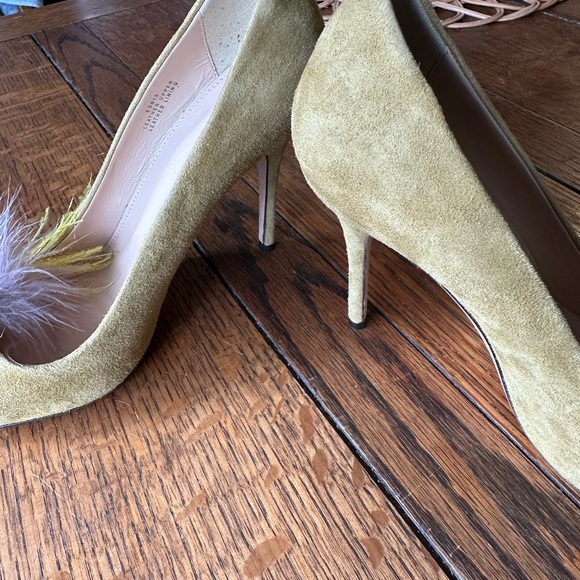 J Crew suede leather and fur pointy yellow pumps shoes size 5.5/6 - Picture 6 of 6
